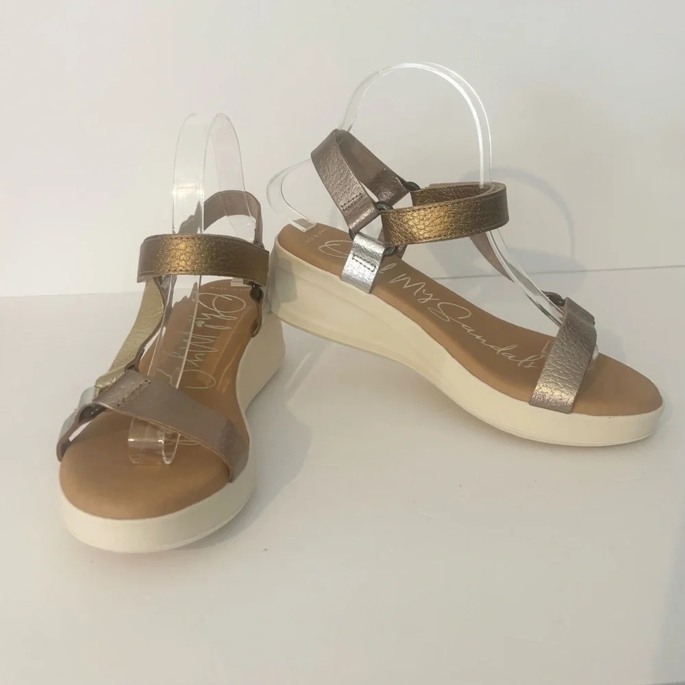 Oh! My Sandals Metallic Multi-Strap Platform Sandals Made in Spain EU 38 US 8